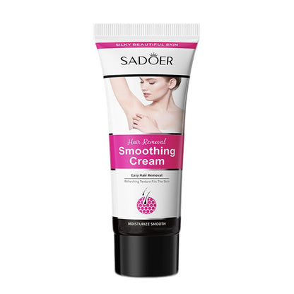SADOER hair removal smoothing cream tube with woman illustration, FashionRay beauty product