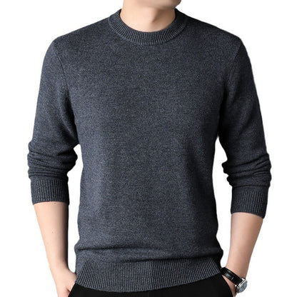 Men's dark grey crew neck sweater, casual comfort knitwear from FashionRay
