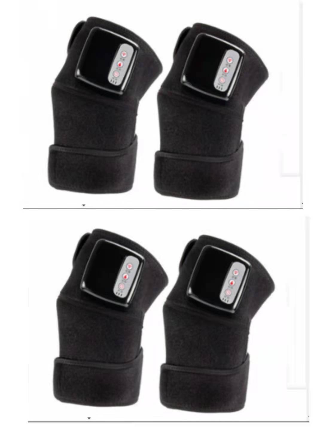 Pair of black adjustable electronic knee braces with control panels, FashionRay wellness accessory