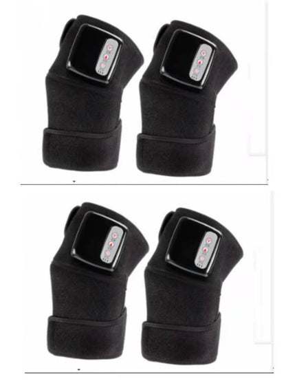 Pair of black adjustable electronic knee braces with control panels, FashionRay wellness accessory