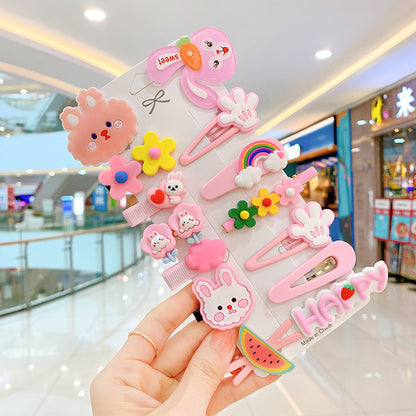 Cute colorful hair clips with bunny, flowers, rainbow, and playful designs at FashionRay mall.