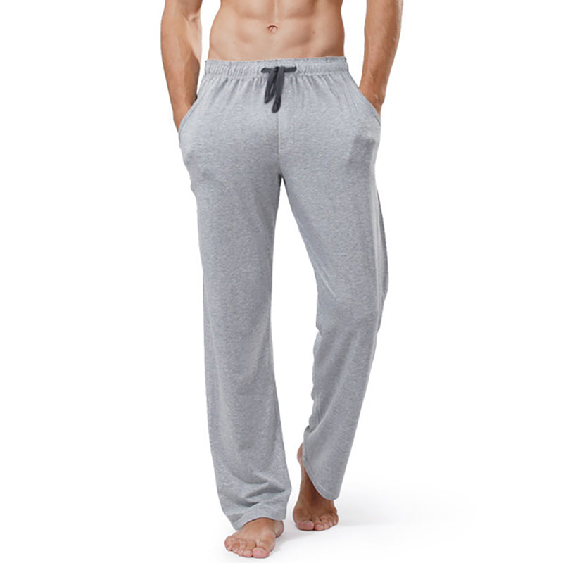 Men's grey lounge pants with drawstring waist, relaxed fit, FashionRay comfort wear