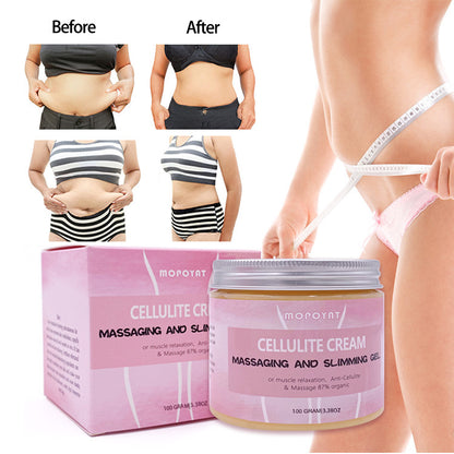 FashionRay cellulite cream before and after results, slimming gel jar, measuring tape waist